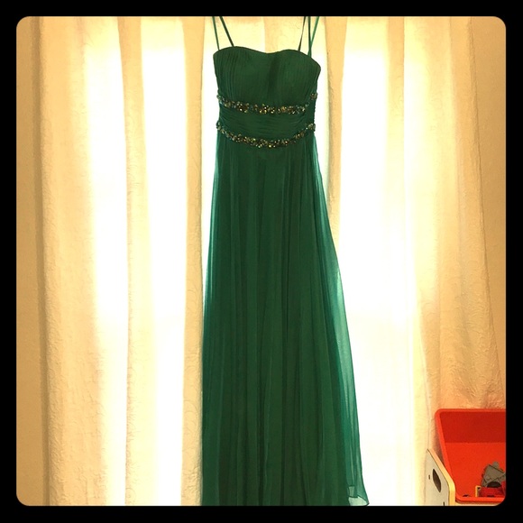Teal/ aqua embellished gown - Picture 1 of 4